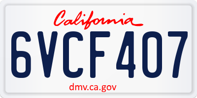 CA license plate 6VCF407