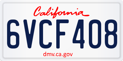 CA license plate 6VCF408