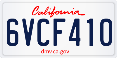 CA license plate 6VCF410