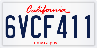CA license plate 6VCF411