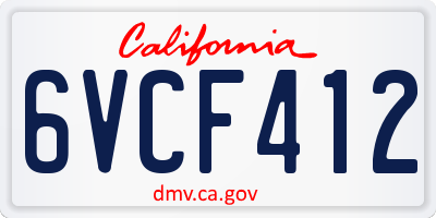 CA license plate 6VCF412