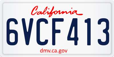 CA license plate 6VCF413