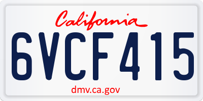 CA license plate 6VCF415