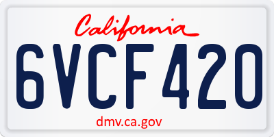 CA license plate 6VCF420