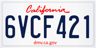 CA license plate 6VCF421