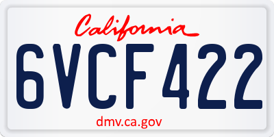 CA license plate 6VCF422
