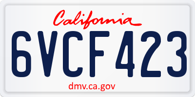 CA license plate 6VCF423