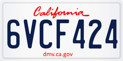 CA license plate 6VCF424