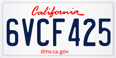 CA license plate 6VCF425