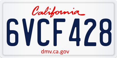 CA license plate 6VCF428