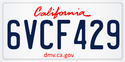 CA license plate 6VCF429