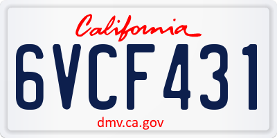 CA license plate 6VCF431