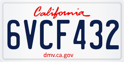CA license plate 6VCF432
