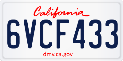 CA license plate 6VCF433