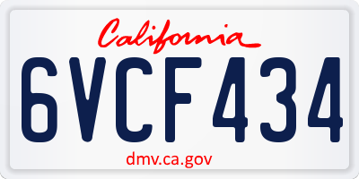 CA license plate 6VCF434