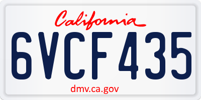 CA license plate 6VCF435