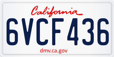 CA license plate 6VCF436