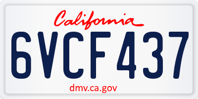 CA license plate 6VCF437