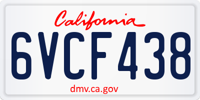 CA license plate 6VCF438