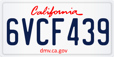 CA license plate 6VCF439