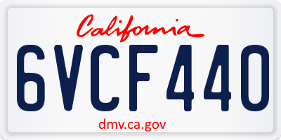 CA license plate 6VCF440