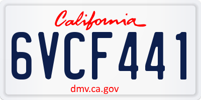 CA license plate 6VCF441