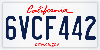 CA license plate 6VCF442