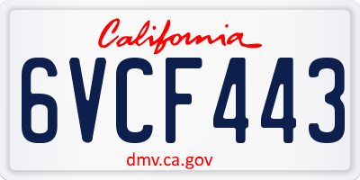 CA license plate 6VCF443