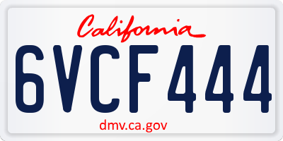 CA license plate 6VCF444