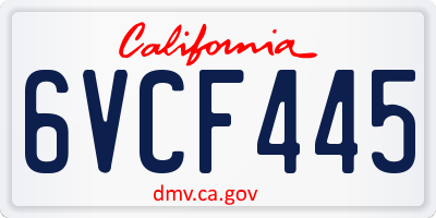 CA license plate 6VCF445