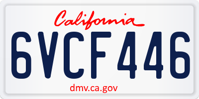 CA license plate 6VCF446
