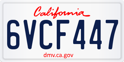 CA license plate 6VCF447