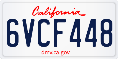 CA license plate 6VCF448