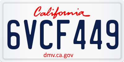 CA license plate 6VCF449