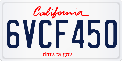 CA license plate 6VCF450