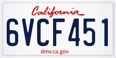 CA license plate 6VCF451