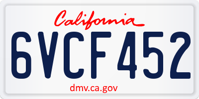 CA license plate 6VCF452