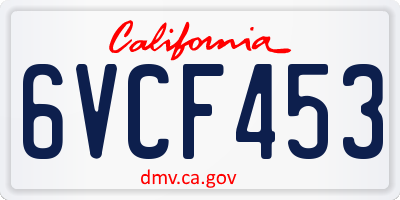 CA license plate 6VCF453