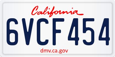 CA license plate 6VCF454