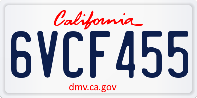 CA license plate 6VCF455