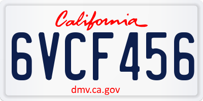 CA license plate 6VCF456