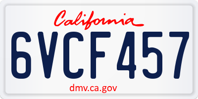 CA license plate 6VCF457