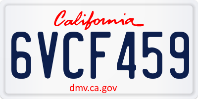 CA license plate 6VCF459