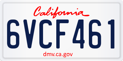 CA license plate 6VCF461