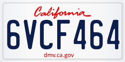 CA license plate 6VCF464