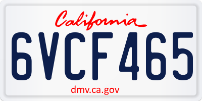 CA license plate 6VCF465
