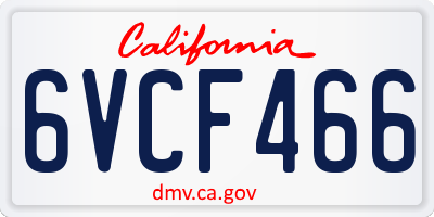 CA license plate 6VCF466