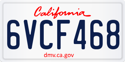 CA license plate 6VCF468