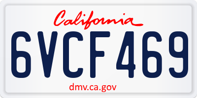 CA license plate 6VCF469