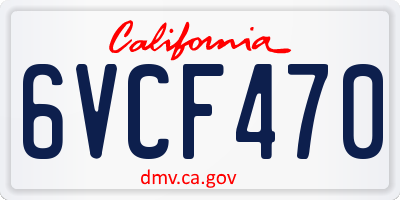 CA license plate 6VCF470